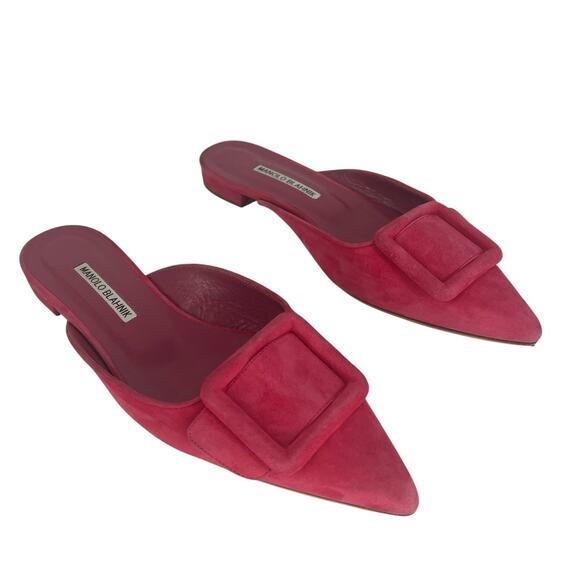 Manolo Blahnik Maysale Suede Flats In Pink - Picture 7 of 16